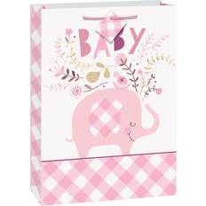 Unique Pink Floral Elephant Jumbo Gift Bag Party
