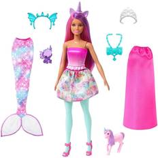 Unicorns Dolls & Doll Houses Mattel Barbie Dreamtopia Doll with Fantasy Animals HLC28