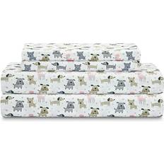 Queen size sheets size Beatrice Home Fashions Microfiber Whimsical Queen Bed Sheet White, Gray