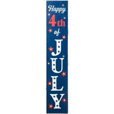 GlitzHome 42.5" Lighted Wooden Happy July 4th Porch Sign Decoration