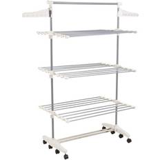 Bigzzia Clothes Drying Rack Folding Drying Rack Clothing 4 Tier Clothes  Horses Rack Stainless Steel Laundry Drying Rack with Two Side Wings Grey  Gray 4 Tier 