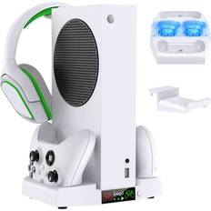 MENEEA Xbox Series S Vertical Cooling Stand for Dual Controller Charging Station White