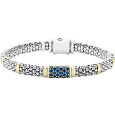Lagos Sterling & 18K Signature Caviar Sapphire Station Bracelet