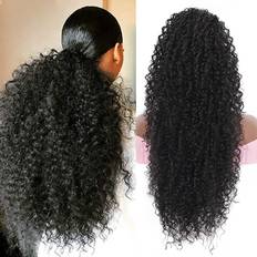 Black Ponytails Youthfee Deep Curly Drawstring Ponytail 27 Inch
