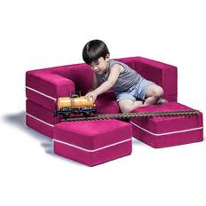 Jaxx Zipline Convertible Kids Loveseat In Pink Pink