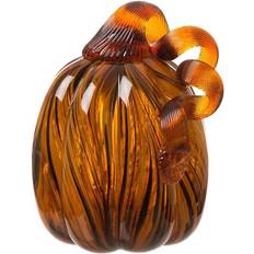 GlitzHome Blown Two Tone Stripe Pumpkin Decoration