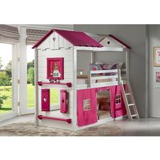 Loft Beds Donco kids Sweetheart Twin Over Twin Bunk Bed With Tent