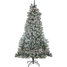 Glass Christmas Trees Northlight Pre-Lit Flocked Winema Green/Clear Lights Christmas Tree 90"