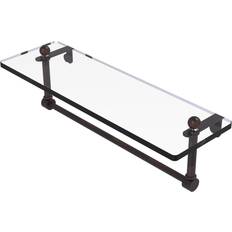 Allied Brass 16 H W Clear Vanity Bathroom Shelf with Integrated Towel Bar Bronze