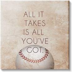 Stupell Industries Takes You've Got Phrase Sports Baseball Brown Canvas Wall Decor