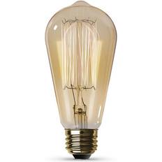 60 watt incandescent bulb Feit 60 Watt Dimmable Cage Filament Amber Light Bulb