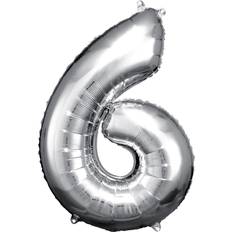 Folienballons Amscan Large Number Balloon Silver 6