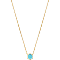 Kendra Scott Silver Necklaces Kendra Scott Davie Pendant Necklace - Gold/Turquoise