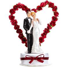 PartyDeco Wedding figurine Bride and Groom with Heart Kakepynt