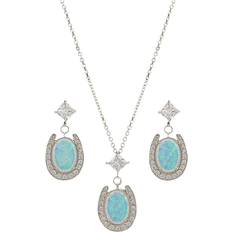 Women Jewelry Sets Montana Silversmiths River Lights Pond of Luck in the Evening Sky Jewelry Set - Silver/Transparent/Opal