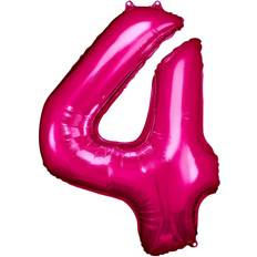 Folienballons Amscan foil balloon 66 x 88 cm number 4 pink