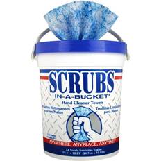 SCRUBS 42272 In-A-Bucket 10 Cloth Hand Cleaner Towels Blue/White 72/Bucket