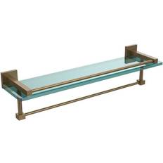 Allied Brass Montero 22 Gallery Clear Bathroom Shelf with Towel Bar Bronze