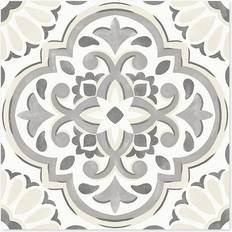 Tiles Floorpops! Peel & Stick Floor Tiles Grey Gray Floral Massimo Peel & Stick Floor Tile - Set of 10