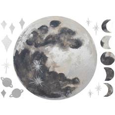 York Wallcoverings RoomMates Decals grey, Metallic Moon 18-Piece Peel Stick Decal