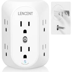 2 prong outlet Lencent 2 Prong Power Strip, 3 to 2 Prong Grounding Outlet Adapter, Polarized Plug, Surge Protector, 3-Sided 6 Outlet Widely Spaced Extender