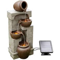 Braun Springbrunnen & Teiche Teamson Home Tiered Wall Fountain with Bowls and Pots