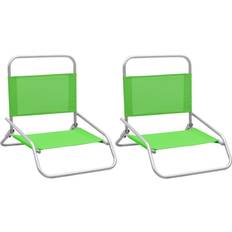 Campingstoler vidaXL Folding Beach Chairs 2 pcs Green Fabric