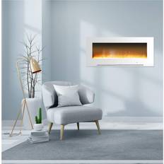 Cambridge Fireplaces Cambridge Metropolitan 56 in. Wall-Mount Electric Fireplace in White with Crystal Rock Display