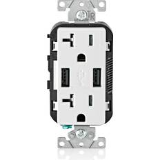 Batteries & Chargers Leviton Combination Duplex Receptacle/Outlet 20A 125V White