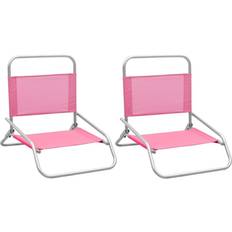 Campingstoler vidaXL Folding Beach Chairs 2 pcs Pink Fabric