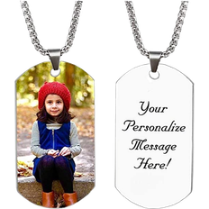 Interway Trading Personalized Custom Photo and Message Necklace - Silver/Multicolour