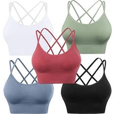 Evercute Padded Strappy Criss Cross Cropped Bra 5-pack