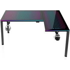 L shaped glass desk EUREKA ERGONOMIC L-Shaped GTG L60 Tempered Glass Gaming Desk Black