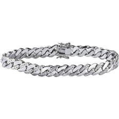 PalmBeach Men's Curb Link Bracelet - Platinum/Transparent