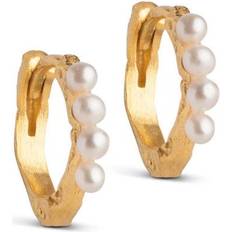 Hvit Øredobber ENAMEL Copenhagen Paula Hoops Earrings 10mm - Gold/Pearls