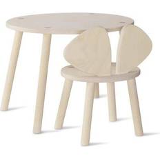 Beige Møbelsett Nofred Mouse Chair and Table Set Birch