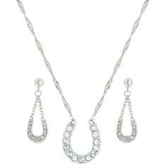 Montana Silversmiths Lucky Horseshoe Jewelry Set - Silver/Transparent