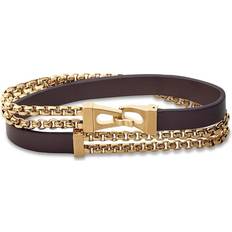 Bulova Double Wrap Bracelet - Gold/Brown