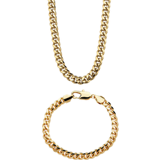 Gold - Men Jewelry Sets PalmBeach Curb Link Bracelet & Chain Necklace Set - Gold