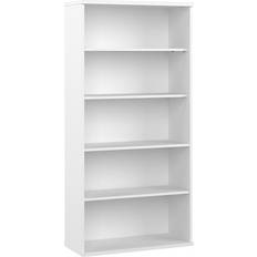 White Book Shelves Bush Business Furniture Hybrid Tall 5 Book Shelf