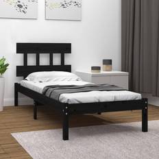 vidaXL black, 100 Solid Wood Bed Frame Sängram