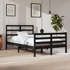 vidaXL black, 120 Solid Wood Pine Bed Frame Sängram