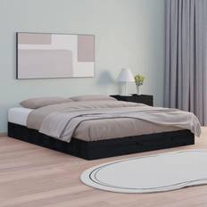 vidaXL black, 120 Solid Wood Bed Frame Sängram