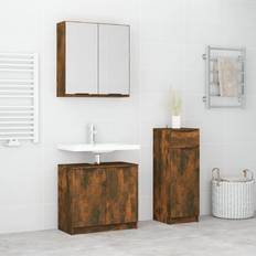 vidaXL Smoked oak Bathroom Set