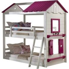 Loft Beds Donco kids and Pink Twin over Twin Bunk Bed - Sweetheart