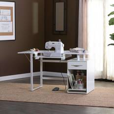 Sew Ready Pro Line Wood Sewing Table with Storage in White