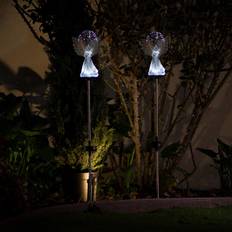 Alpine Corporation Solar Angel Garden Fiber Optic Wings Ground Lighting