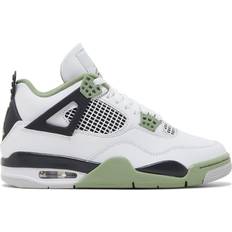 Nike Air Jordan 4 - Women Sneakers Nike Air Jordan 4 Retro W - White/Oil Green/Dark Ash/Neutral Grey
