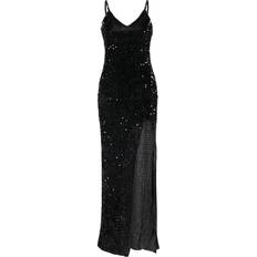 BerryGo Sexy V Neck Bodycon Sequin Gown Evening Dress