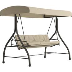 Black Canopy Porch Swings Flash Furniture TLH-007-TAN-GG 3-Seat